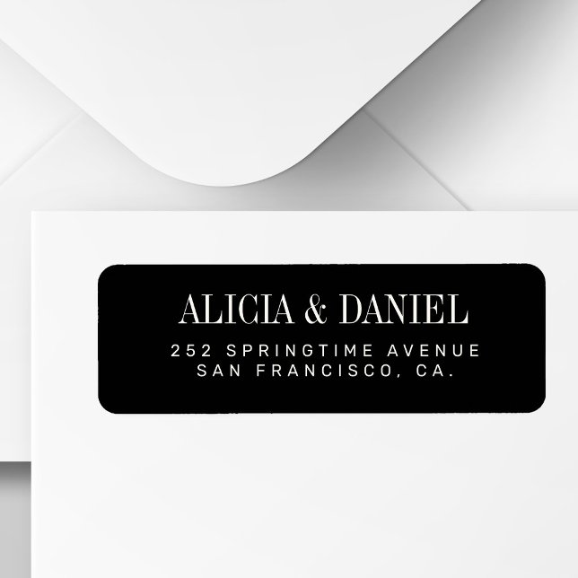 Étiquette White and black elegant wedding return address (Créateur téléchargé)