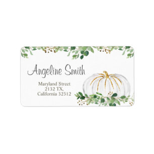 Étiquette White Citrouille Greenery Baby shower Floral Adres