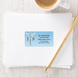 Étiquette White Dental Caduceus Miroir Toothbrosse Médicale