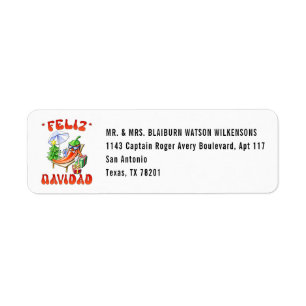 Étiquette White Feliz Navidad Chili Modifier votre adresse