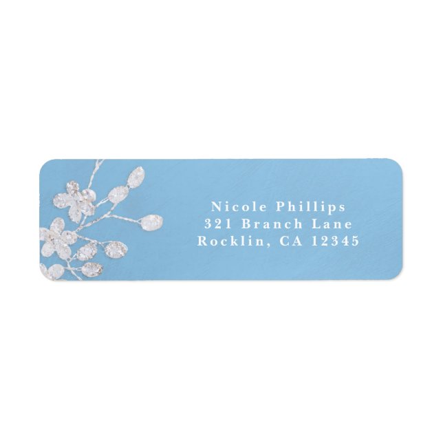 Étiquette White Floral Branch Blue Bridal Shower Invitation (Devant)