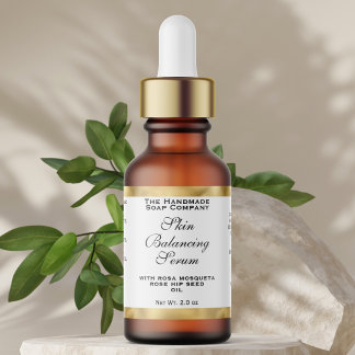 Étiquette White & Gold Cosmetics Small Dropper Bottle Label