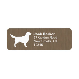 Étiquette White Golden Retriever Dog Silhouette Adresse