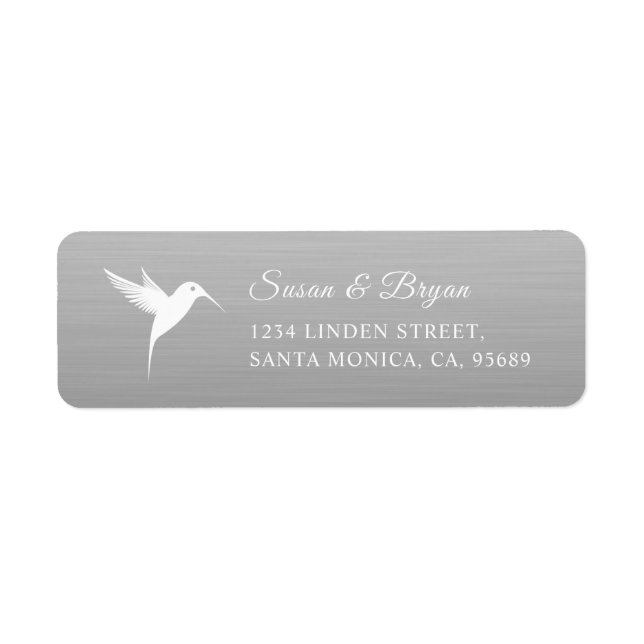 Étiquette White Humming Bird Silver Wedding Address Label (Devant)