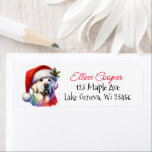 Étiquette White Lab à Santa Hat Christmas<br><div class="desc">Si vous aimez White Labs et que vous voulez des autocollants d'adresse de retour de Noël mignons,  alors voici vous allez! Joli style aquarelle ai art Labrador Retriever à Santa Hat.</div>