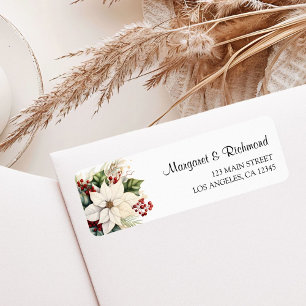 Étiquette White Poinsettia Rustic Winter Wedding Adresse