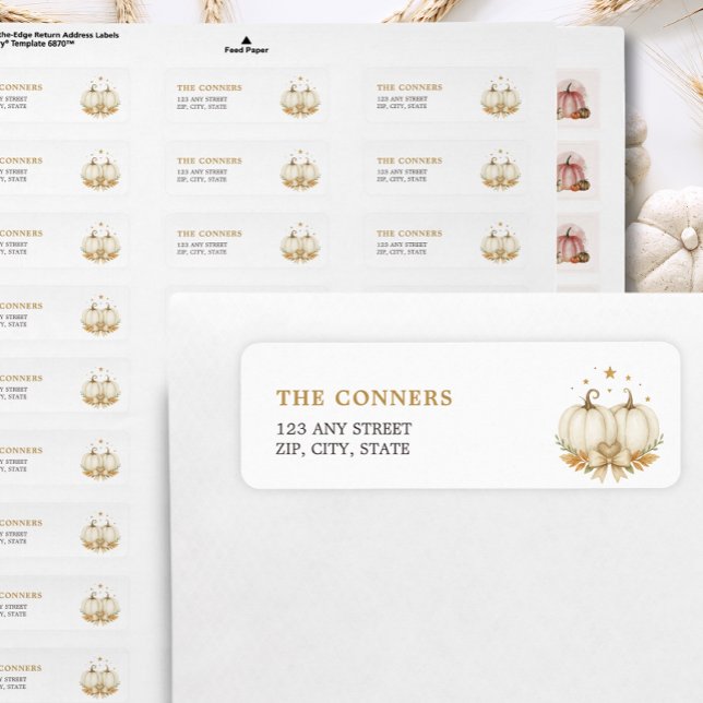 Étiquette White Pumpkins Twin Baby Shower Return Address (Créateur téléchargé)