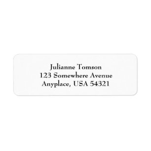 Étiquette White Simple Plain Return Address Labels