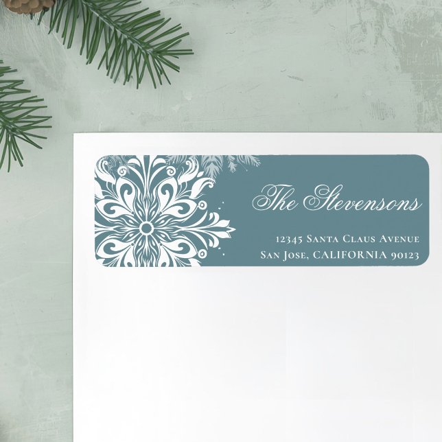 Étiquette White Snowflakes Christmas Adresse de retour (Créateur téléchargé)
