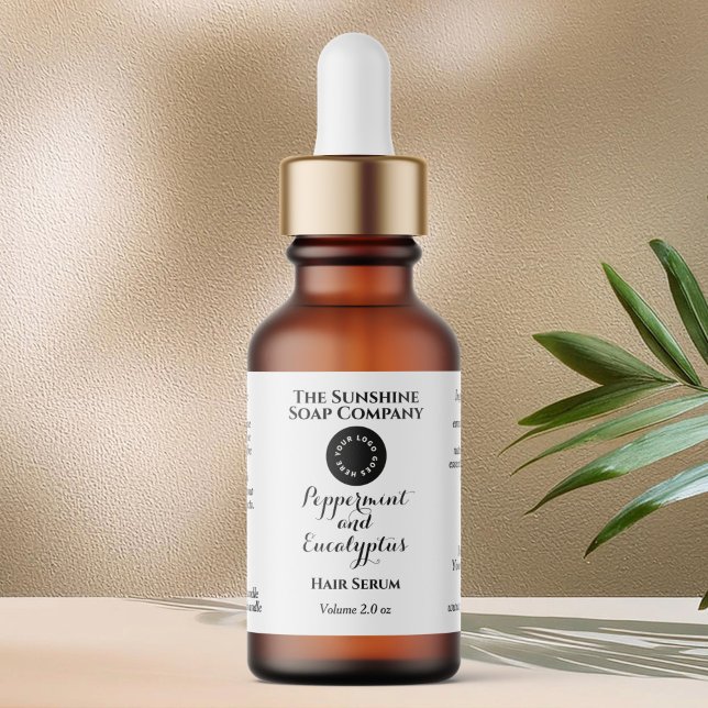 Étiquette White w curly text and logo dropper bottle label  (Créateur téléchargé)