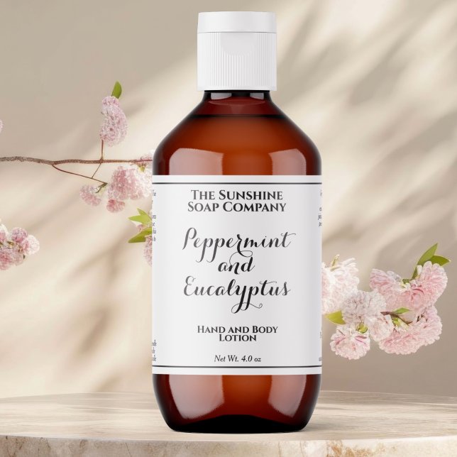 Étiquette White w curly text cosmetics bottle label  (Créateur téléchargé)