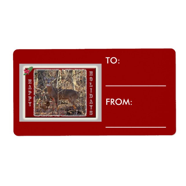 Étiquette Whitetail Deer Happy Holidays Items (Devant)
