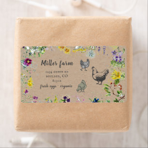 Étiquette wild meadow floral rustic script egg carton label