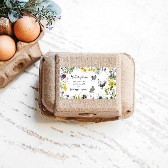 Étiquette Wild Meadow Floral Script rustique Oeuf Carton Éti (Créateur téléchargé)