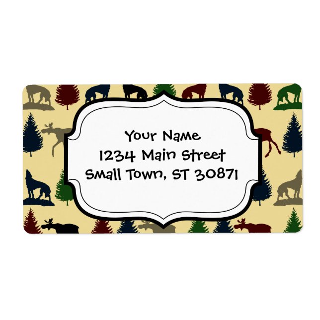 Étiquette Wild Moose Wolf Wilderness Mountain Cabin Rustic (Devant)