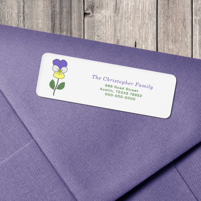 Étiquette Wild Pansy Pastel Adresse de retour Label (Wild Pansy Pastel Flower Return Address Label)