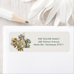 Étiquette Wild Time Cute Dinosaur Adresse Anniversaire de en