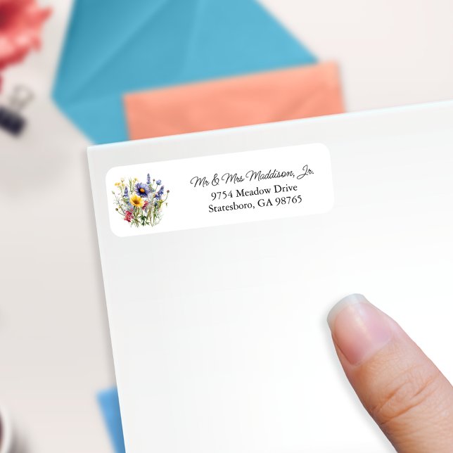 Étiquette Wildflower Boho Chic Wedding Return Address (Créateur téléchargé)
