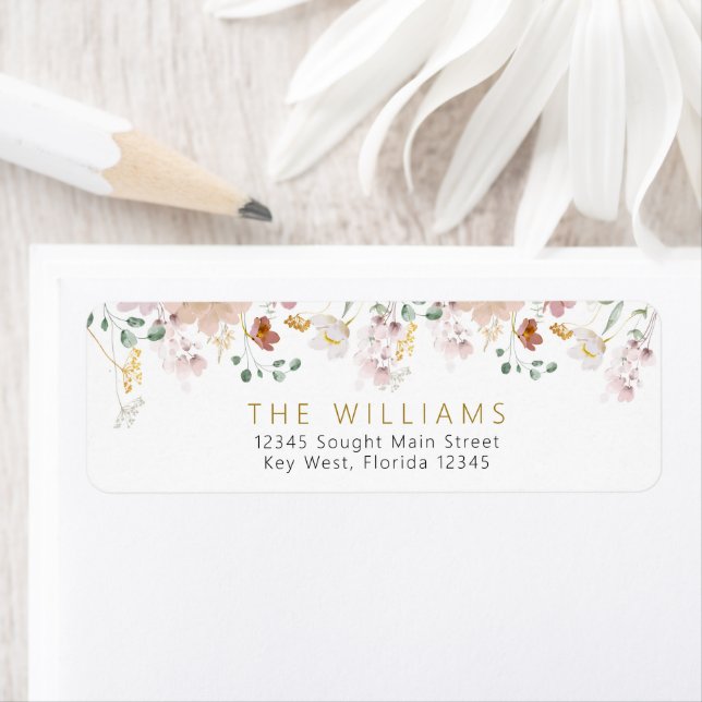 Étiquette Wildflowers Return Address Labels (En situation)