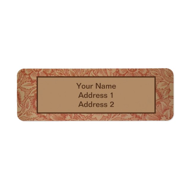 Étiquette William Morris Fleur de pavot rose Floral (Devant)