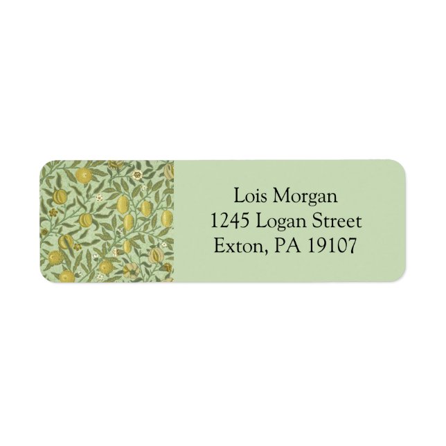 Étiquette William Morris Fruit Design (Devant)