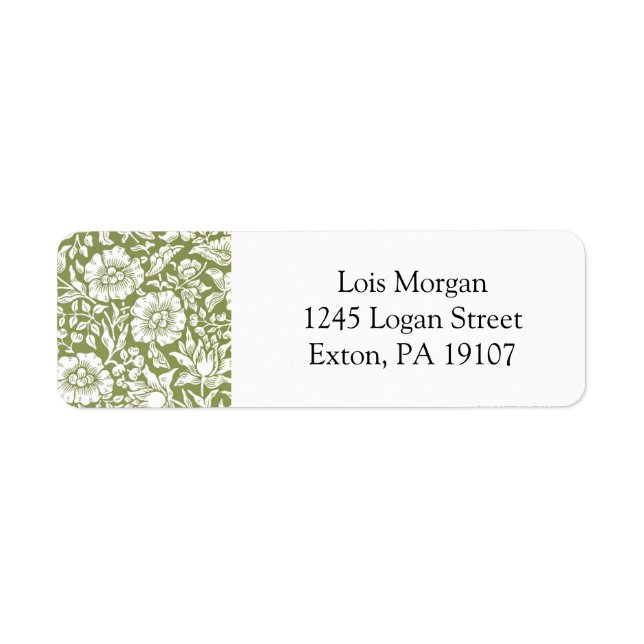Étiquette William Morris Mallow Motif vert (Devant)