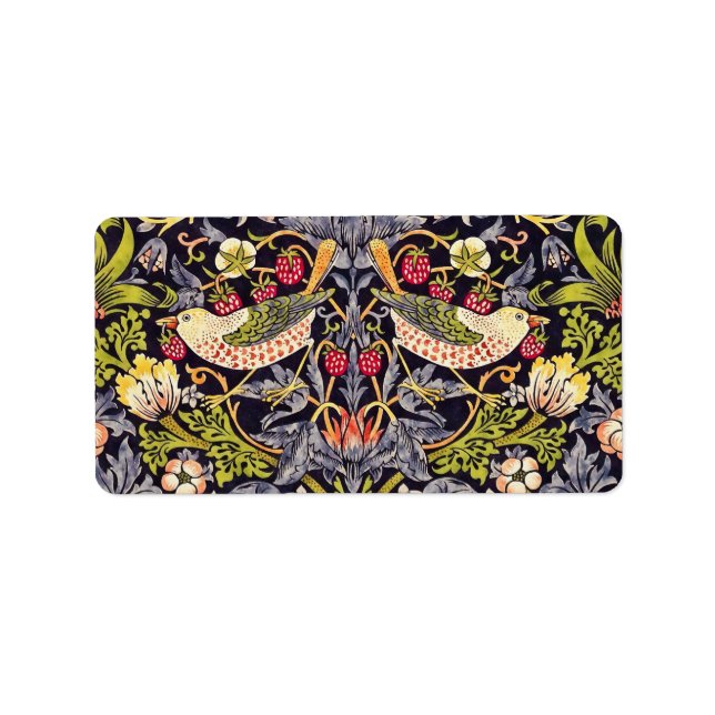 Étiquette William Morris Strawberry Thief Floral Art nouveau (Devant)