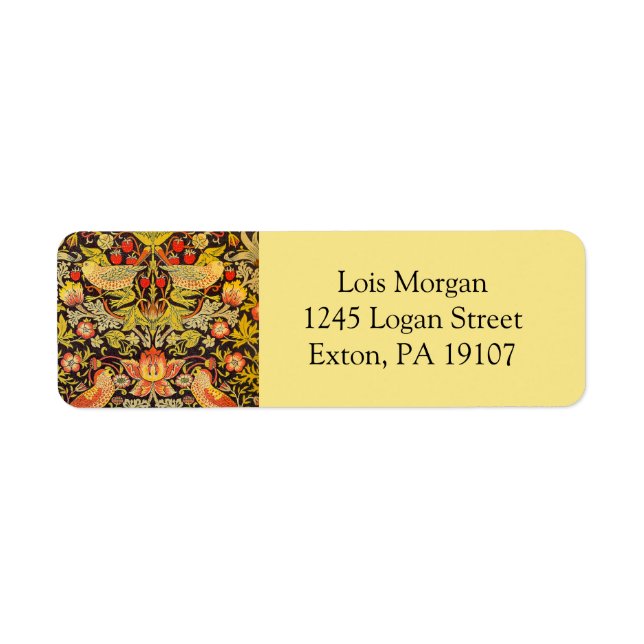 Étiquette William Morris Strawberry Thief Motif (Devant)