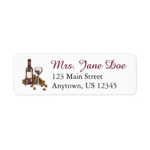 Étiquette Winery Glass Bottle Wine Winery Address Labels