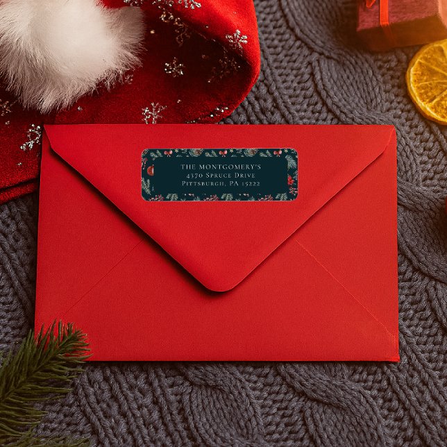 Étiquette Winter Botanicals Coquette Bow | Christmas (Créateur téléchargé)