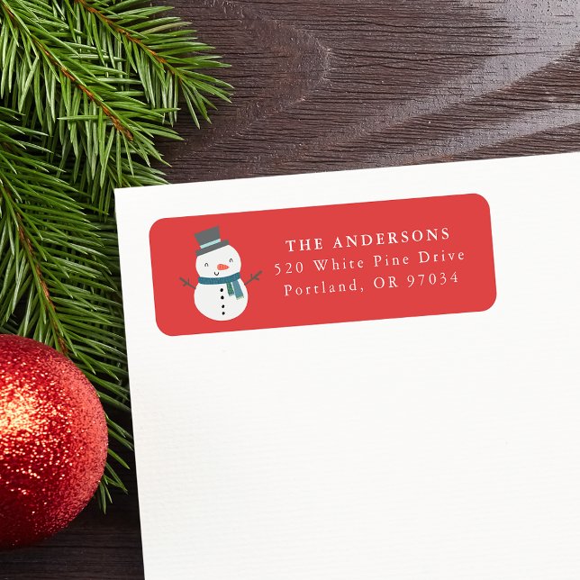 Étiquette Winter Friends Snowman Holiday Retour (Créateur téléchargé)