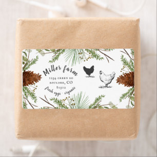 Étiquette winter greenery rustic script Egg Carton Label
