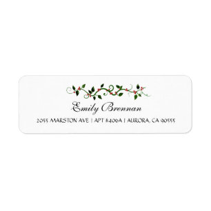 Étiquette Winter Holiday Mariage Holly Berry Adresse de reto