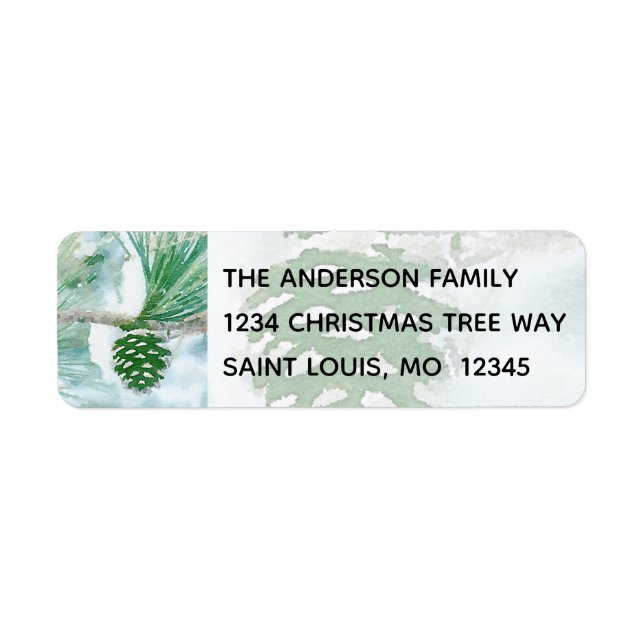 Étiquette Winter Pine Cone Aquarelle Holiday (Devant)