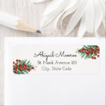 Étiquette Winter Rowan Berries Christmas Return Adresse<br><div class="desc">Des étiquettes élégantes et mignonnes d'adresses de retour de Noël avec de belles baies de rowan peintes à l'aquarelle et des sprigs de pin,  peuvent également être utilisées tout au long des mois d'hiver. Personnalisable .</div>