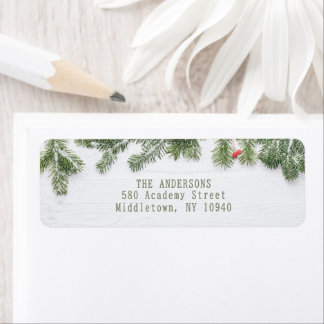 Étiquette Winter Wonderland Merry Christmas Calligraphy Pine