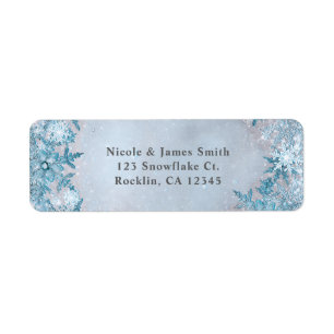 Étiquette Winter Wonderland Snowflakes Blue Sparkle Elegant