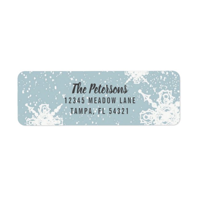 Étiquette Wintry Snowflakes Holiday Return Address (Devant)