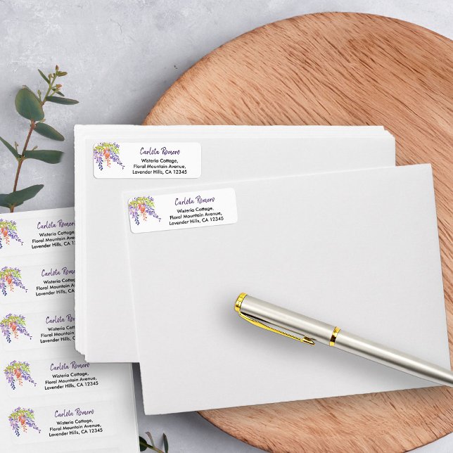 Étiquette Wisteria Purple Lavender Floral Adresse de retour (Return Address Labels from my Purple Wisteria Quinceanera Collection)