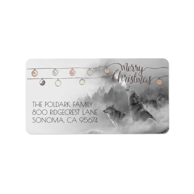 Étiquette Wolves Snow Wilderness Holiday Adresse de retour (Devant)