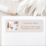Étiquette Woodland Animals Fox, Deer & Rabbit Cozy Village<br><div class="desc">Our natural woodland animals, cozy village Christmas address label captures the true nature of the simple things. Natural textures of woodgrains, soft earth tones with beige, greys, and light ceramic creams create a clean, minimal, and cozy design. We've incorporated our hand-drawn woodland fox, deer, rabbit, and pine tree forest incorporated...</div>