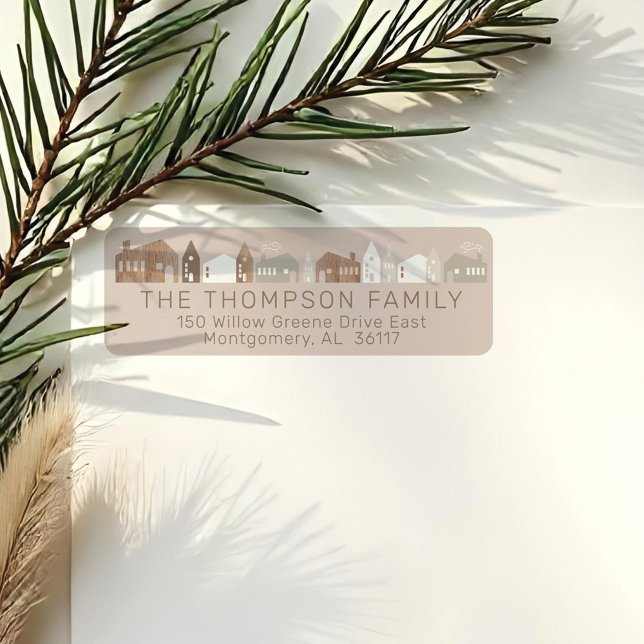 Étiquette Woodland Animals Fox, Deer & Rabbit Cozy Village (Woodland Animals Fox, Deer & Rabbit Cozy Village Label)