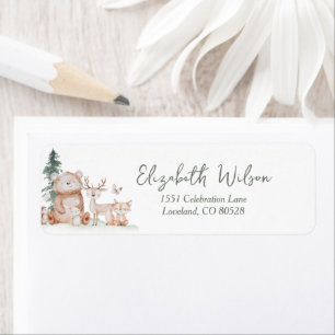 Étiquette Woodland Animaux Baby shower Adresse de retour
