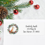 Étiquette Woodland Fox Christmas Return Adresse Label<br><div class="desc">Un mignon renard est assis dans une couronne de Noël. Personnalisez facilement ces étiquettes d'adresse de retour en quelques clics, </div>
