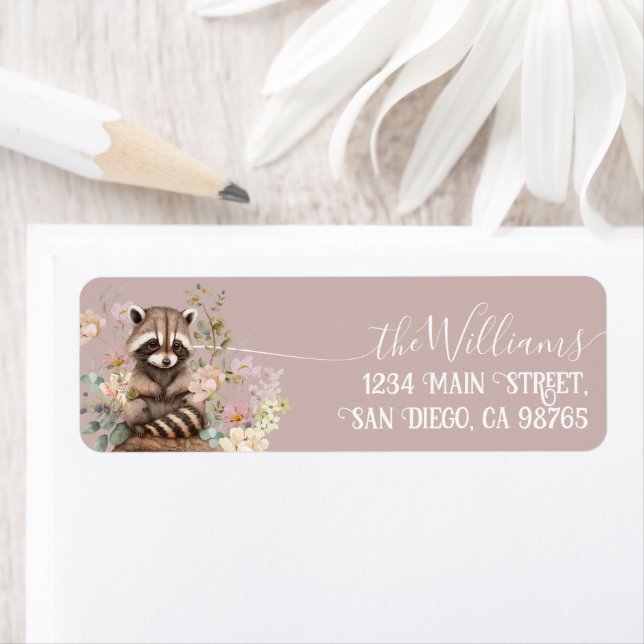 Étiquette Woodland spring floral girl Baby Shower  (En situation)