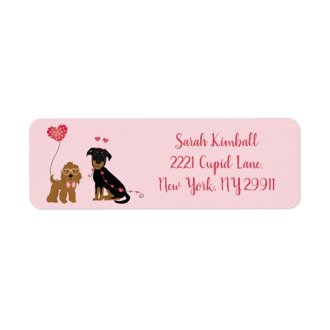 Étiquette Woof You Be Mine Valentine Dogs (Devant)