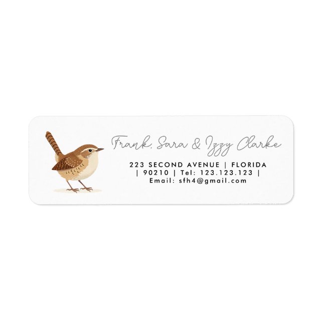 Étiquette Wren Return Address Labels – Personalized Bird (Devant)