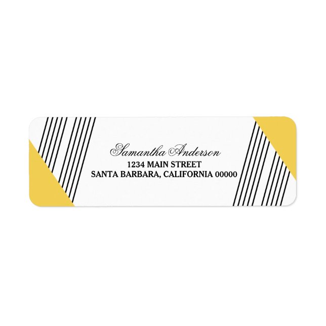 Étiquette Yellow Geometric Stripe Address Labels (Devant)