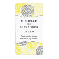 Yellow Grey Dahlia Mums Mariage Bouteille de vin e