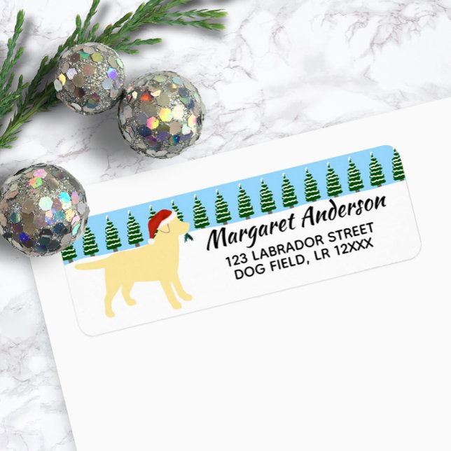 Étiquette Yellow Labrador Christmas Père Noël Adresse de ret (Yellow Labrador Christmas Santa Design Return Address Label for Labrador Owners.)